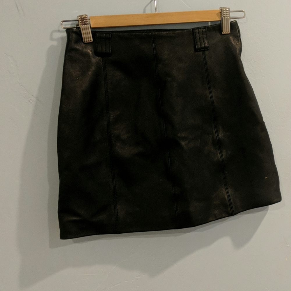 Black leather Wilson's mini skirt